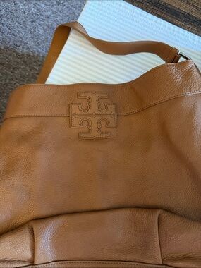 Tory Burch Cognac Pebbled Leather Shoulder Bag